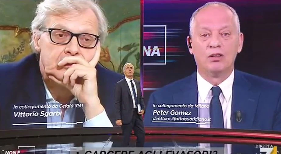 Non è l'arena, Vittorio Sbarbi travolge Peter Gomez: "Mi dia del lei, vai a fare in c***"