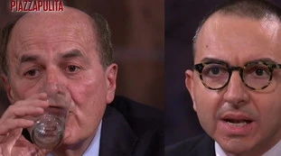Piazzapulita, Pierluigi Bersani balbetta e beve acqua: "Questo è di sinistra?", crisi di nervi in diretta