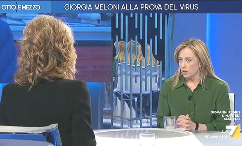 Otto e mezzo, Giorgia Meloni attacca Conte sull'emergenza Coronavirus e Lilli Gruber si innervosisce