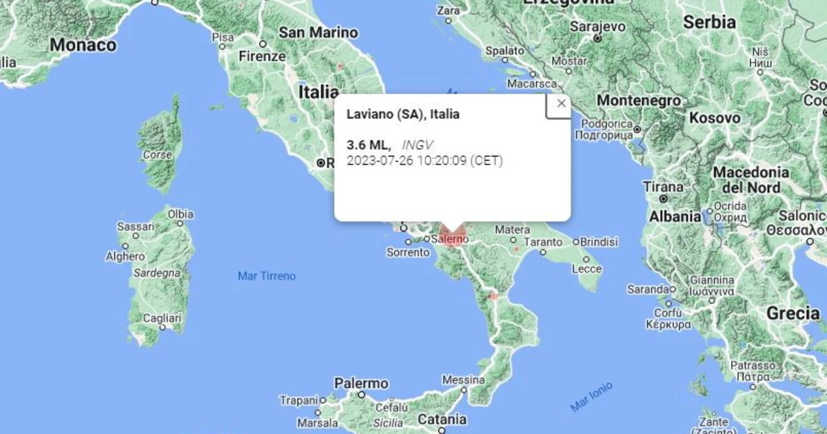 Scossa in provincia di Salerno, a Laviano: magnitudo 3.6