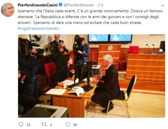 Pierferdinando Casini e quel tweet filo-Di Maio