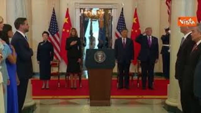 Xi Jinping alla Casa Bianca, l'esecuzione dell'Inno Usa durante la cerimonia di benvenuto