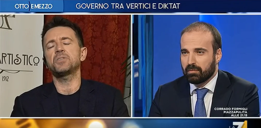 Otto e mezzo, Andrea Scanzi durissimo in diretta con Luigi Marattin: "Voi renziani non esistete in natura"