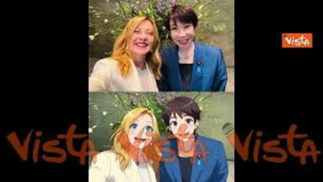 Selfie in stile manga per Meloni e Takaichi a Tokyo