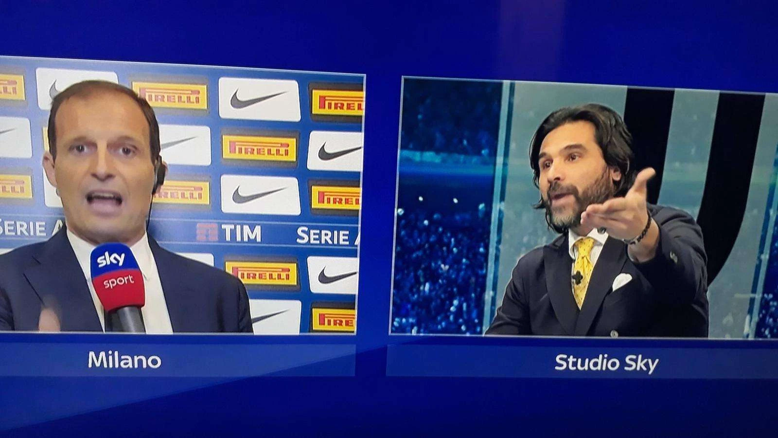 Juventus, rissa a Skysport tra Allegri e Adani: "Stai zitto, non capisci niente"