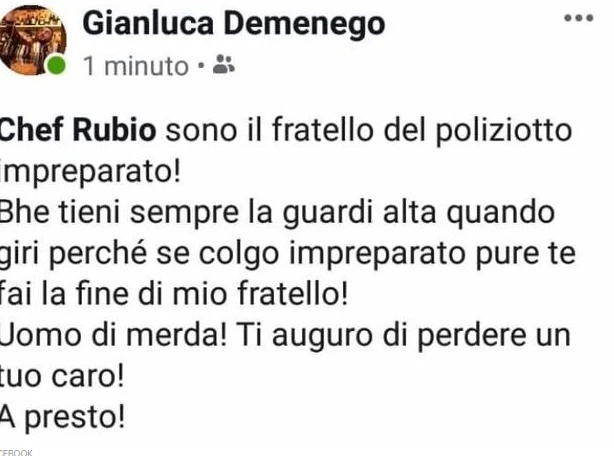 Sparatoria Trieste, il fratello di uno dei poliziotti uccisi risponde a Chef Rubio: "Tieni alta la guardia..."