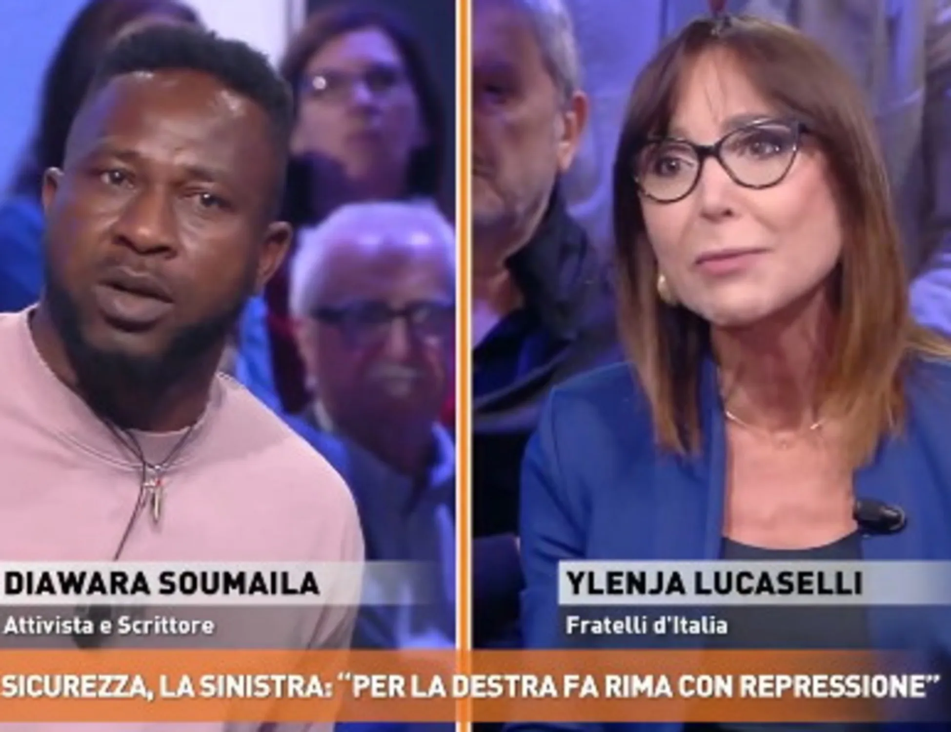 Dritto e Rovescio, Lucaselli spiana Diawara: "Basta, rispetto per la polizia italiana!"