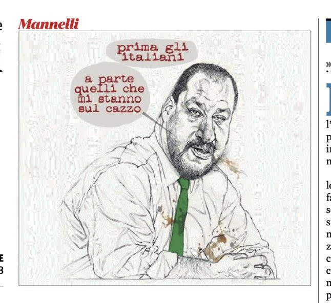 Marco Travaglio, la vignetta di fango quotidiano contro Matteo Salvini: "Quelli che mi stanno sul caz***"