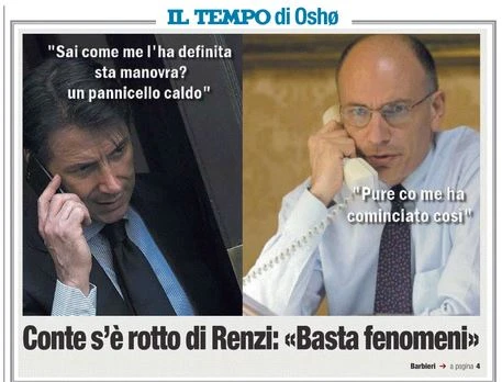 Giuseppe Conte al telefono con Letta: "Pure con me ha cominciato così". Tragicomico Renzi: Osho, premier addio