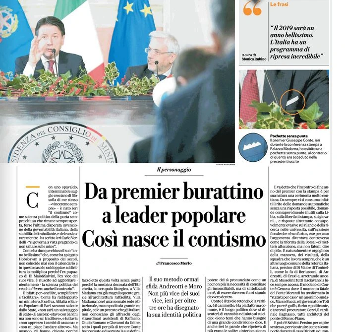 Repubblica in ginocchio da Conte, il grottesco elogio del premier: "Da burattino a..."