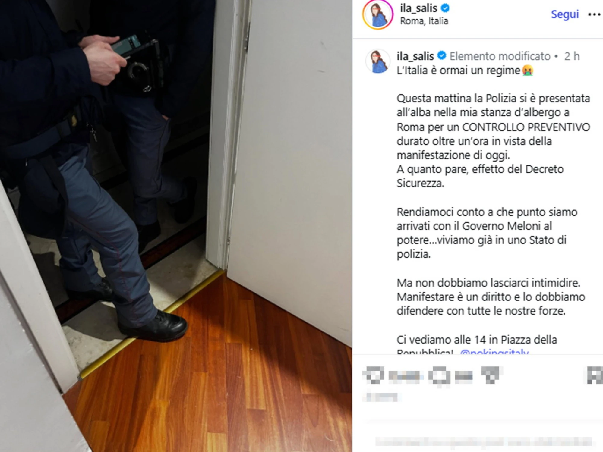 Ilaria Salis, il post col "vomito" e la foto con il poliziotto: è polemica