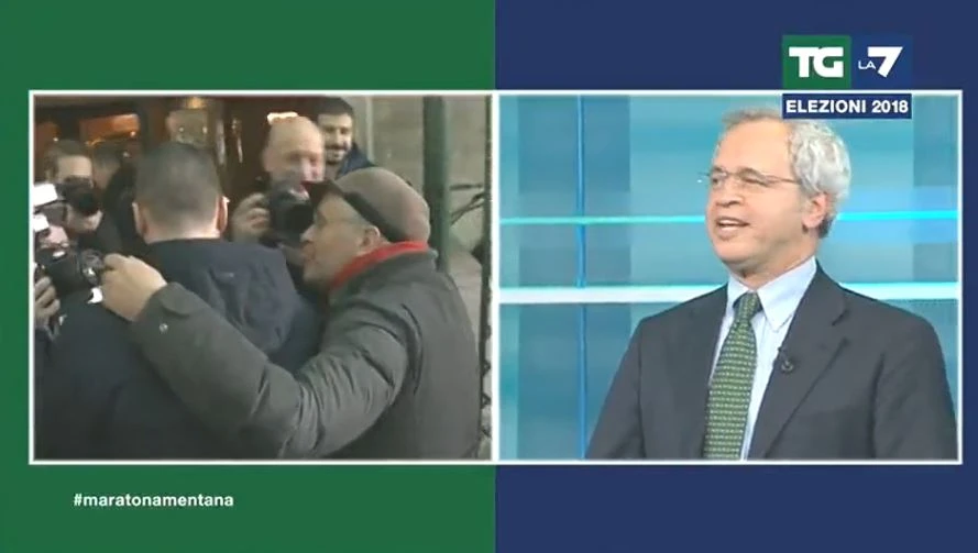 Enrico Mentana e il bacio tra Enrico Lucci e Rocco Casalino: "Sono immagini che non avrei voluto vedere"