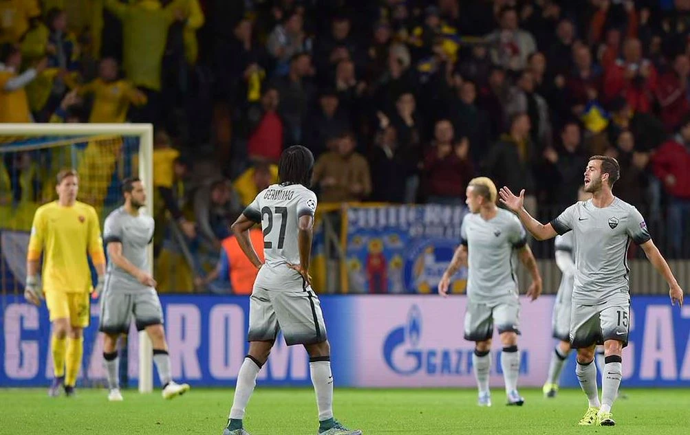 Champions League, Roma sconfitta dai bielorussi del Bate Borisov perde 3-2