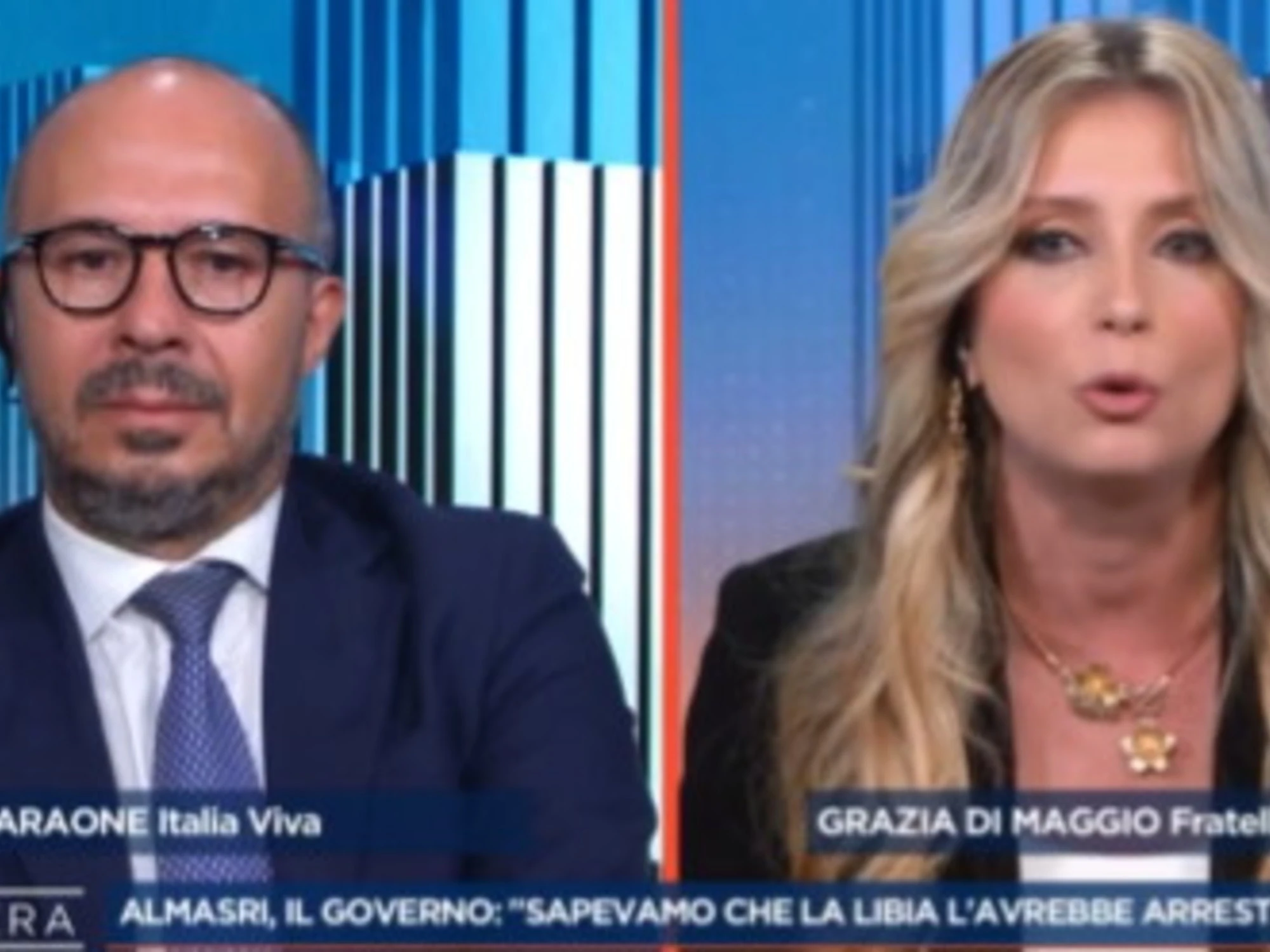 4 di Sera, Faraone e la sparata su Almasri: zittito dalla Di Maggio