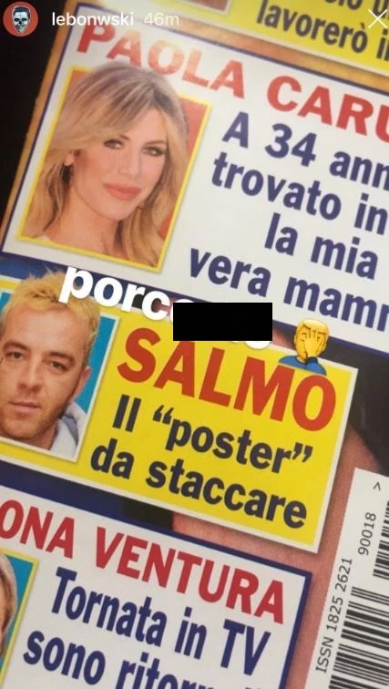 Salmo finisce sulla copertina di una rivista di gossip, bestemmia su Instagram