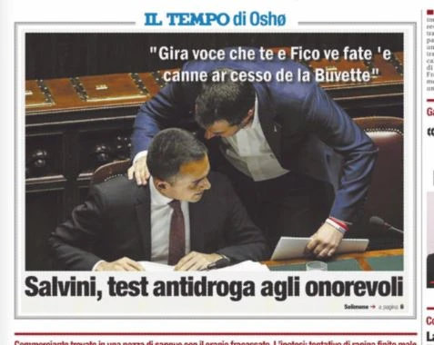 Luigi Di Maio incenerito in prima pagina da Salvini. "Gira voce che tu e Fico, nel cesso della Buvette..."