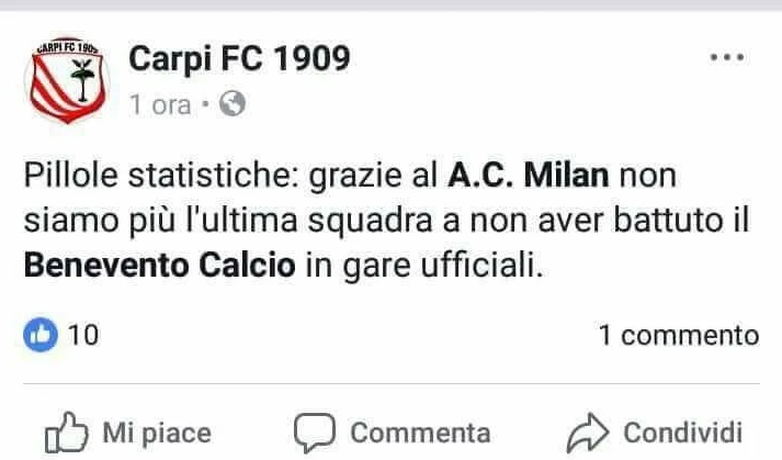 Gennaro Gattuso e il Milan sfottuti dal Carpi: "Non siamo più gli ultimi a non aver battuto il Benevento"