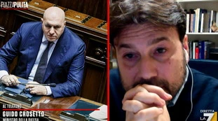 PiazzaPulita, Crosetto contro Montanari: "Incapace di accettare la democrazia"