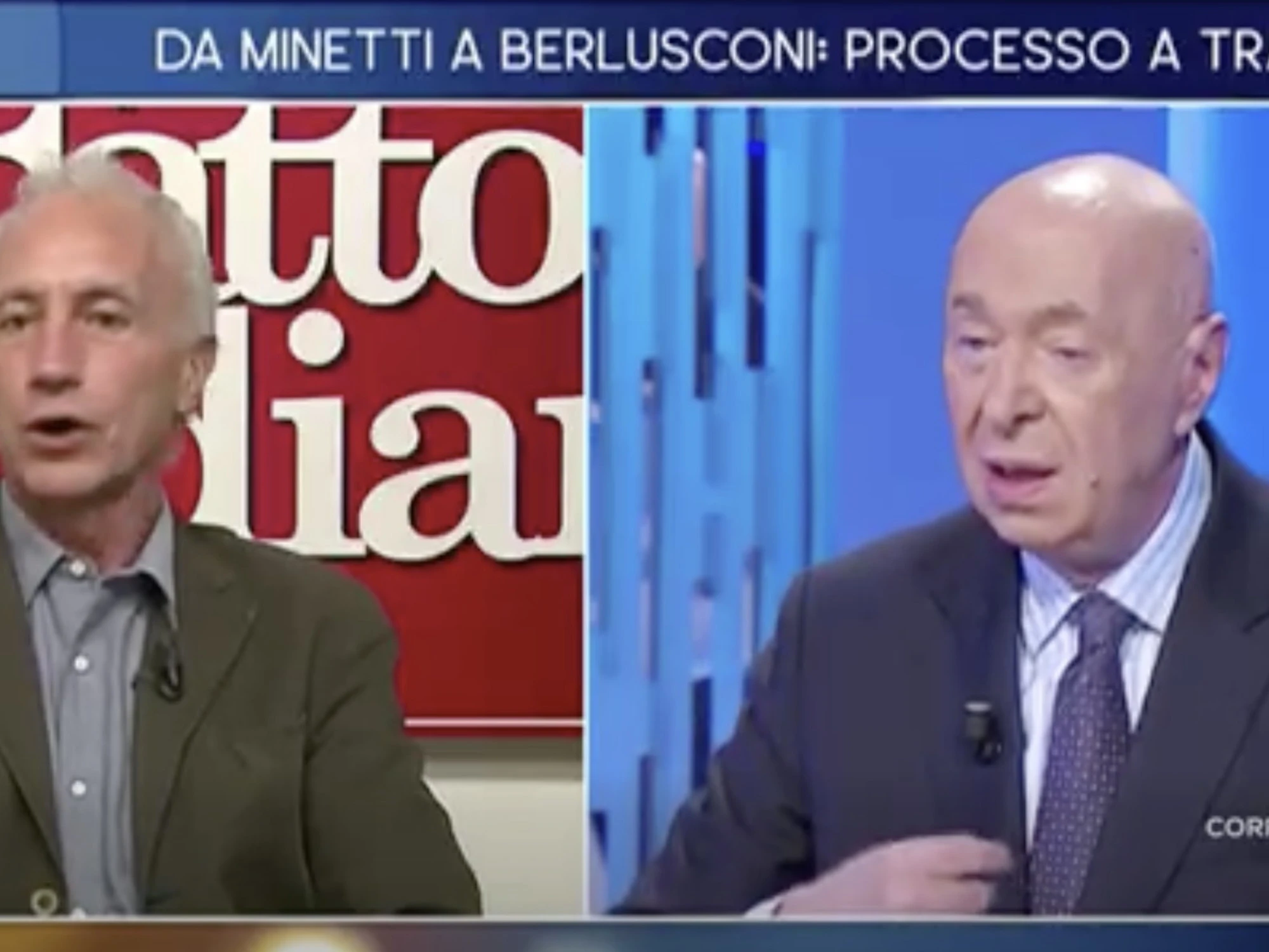 Minetti, rissa Travaglio-Mieli dalla Gruber: "Fai il signore!", "Ma tu faresti pippa?"