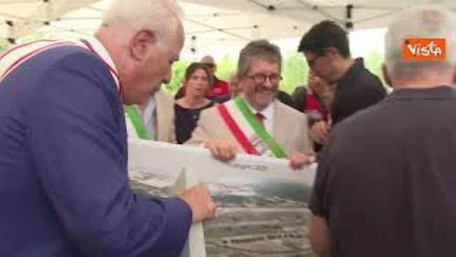 Giani alla posa della Prima pietra per il ponte sull'Arno tra Signa e Lastra
