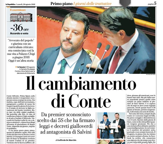 Giuseppe Conte, Repubblica cambia idea: "Antagonista di Salvini". Il tentativo per convincere i lettori