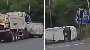 Furgone soprassa a tutta velocità un camion: il video virale fa il giro del mondo