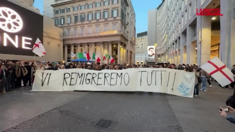 Milano, presidio del centrodestra a sostegno dei commercianti e delle forze dell’ordine: "Vi remigreremo tutti"