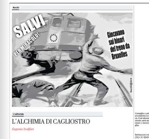 Matteo Salvini, la vignetta sanguinosa di Repubblica: l'Europa ci travolge, loro se la ridono
