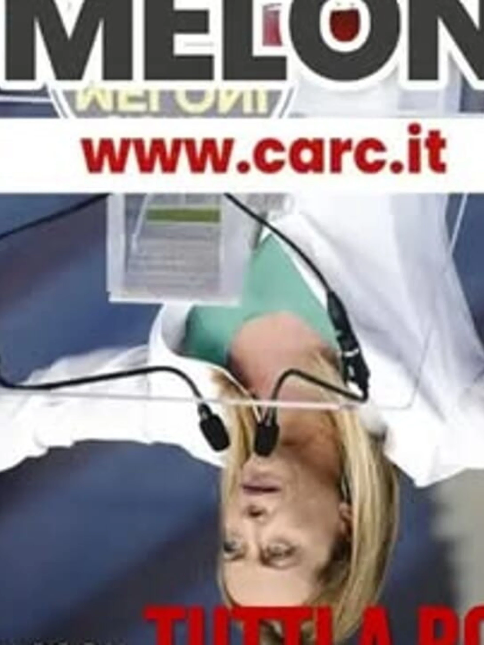 Giorgia Meloni, lo sfregio dei Carc: premier a testa in giù
