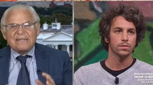 Edward Luttwak a DiMartedì contro i bamboccioni e la sinistra italiana, la regia inquadra Mattia Santori