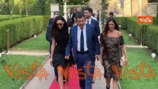 Salvini insieme a Francesca Verdini arrivano a Villa Taverna per celebrazioni 'Freedom 250'