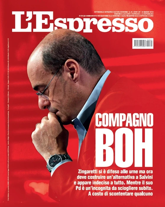 Nicola Zingaretti demolito da L'Espresso: la prima pagina che archivia il segretario del Pd