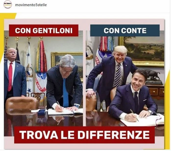 Giuseppe Conte, il confronto delle foto di Trump con Gentiloni: umiliato il premier Pd