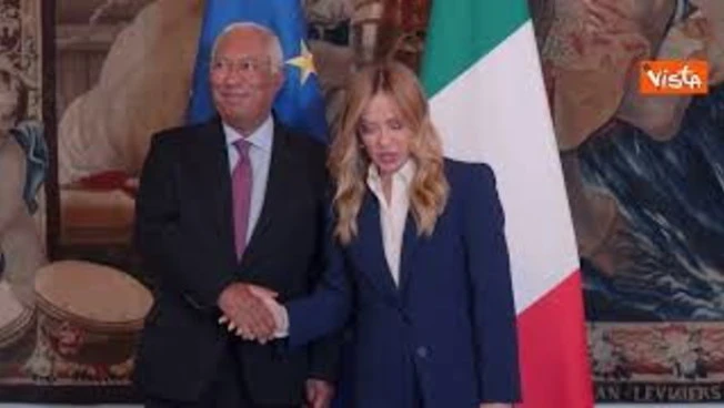 Meloni riceve il Presidente del Consiglio europeo Antonio Costa a Palazzo Chigi