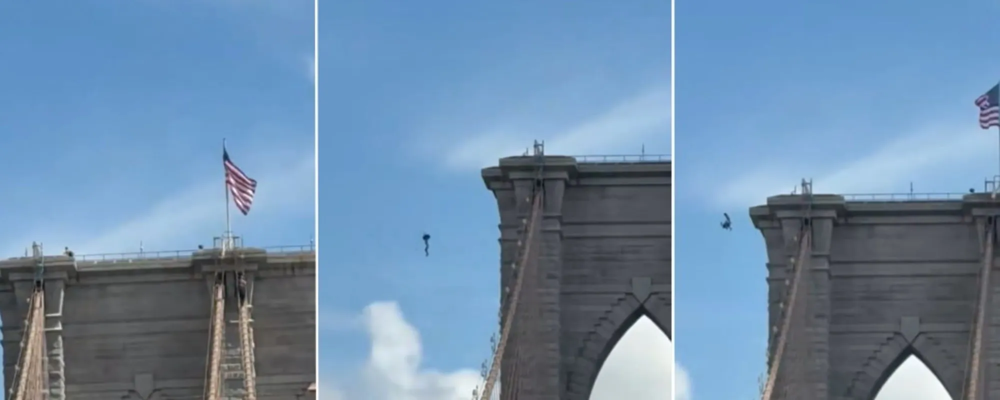 Si lancia tutto nudo dal ponte di Brooklyn, un volo di 85 metri: ecco il video che sconvolge il mondo