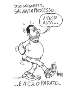 Vauro, la vergognosa vignetta sul Fatto Quotidiano dopo il sì al processo contro Matteo Salvini