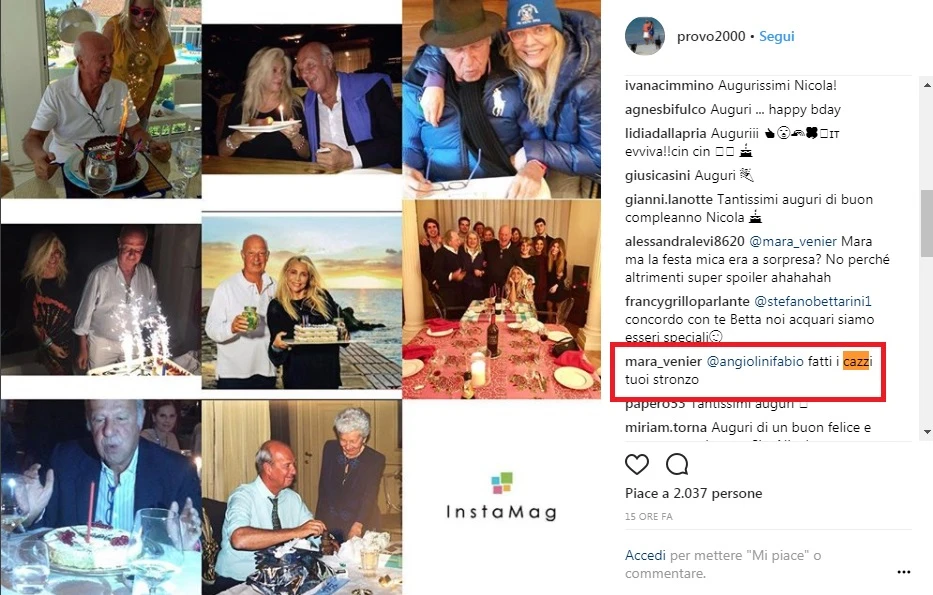 Mara Venier difende il marito Nicola Carraro su Instagram: "Fatti i cazzi tuoi, stronzo"