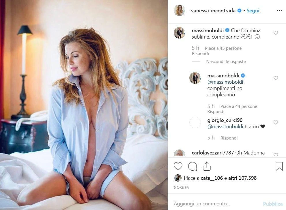 Vanessa Incontrada, sotto la camicetta niente: la reazione focosissima di Massimo Boldi