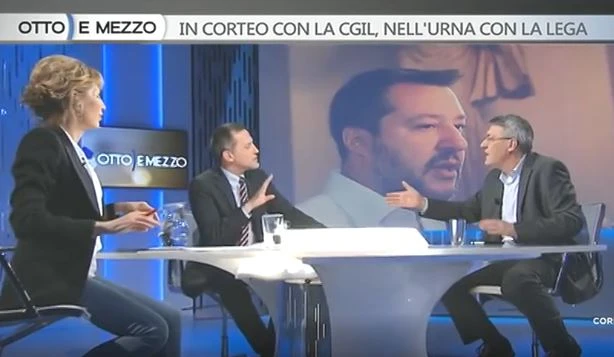 Massimo Giannini attacca Maurizio Landini a Otto e mezzo: "Lo sa che il 43% degli operai vota Matteo Salvini?"