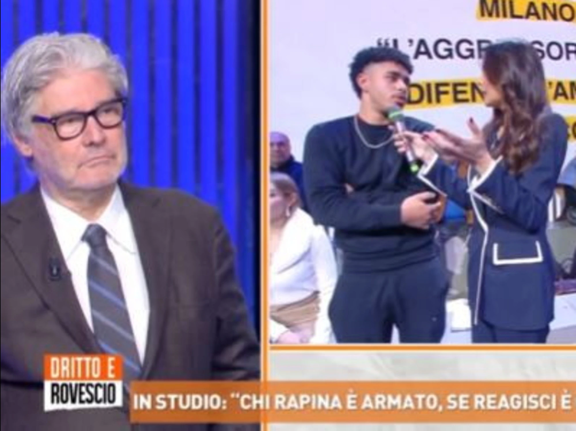 Dritto e Rovescio, Del Debbio dà una lezione al maranza: "Chi è il bastardo"