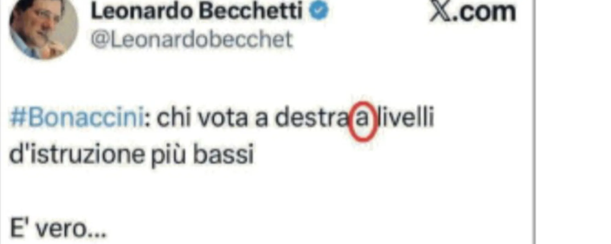 Leggi l'articolo: L'errore da penna rossa del prof rosso per rilanciare gli insulti di Bonaccini