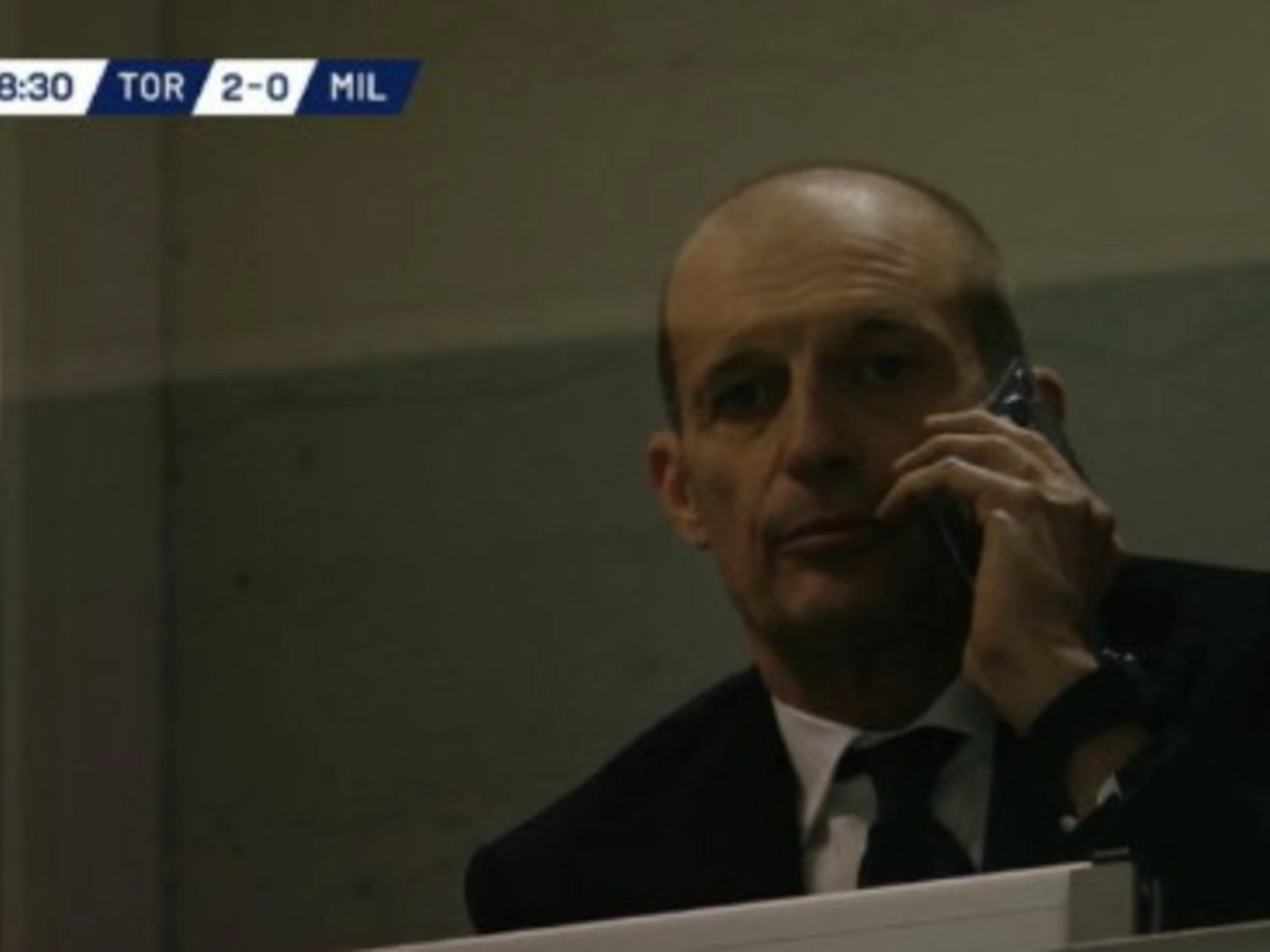 Torino-Milan, Allegri furioso al telefono: grosso imbarazzo in diretta