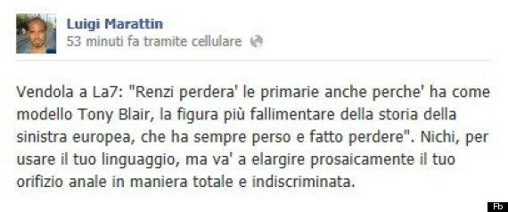 Luigi Marattin, gli insulti del passato contro Vendola: "Va' a elargire prosaicamente il tuo orifizio anale"