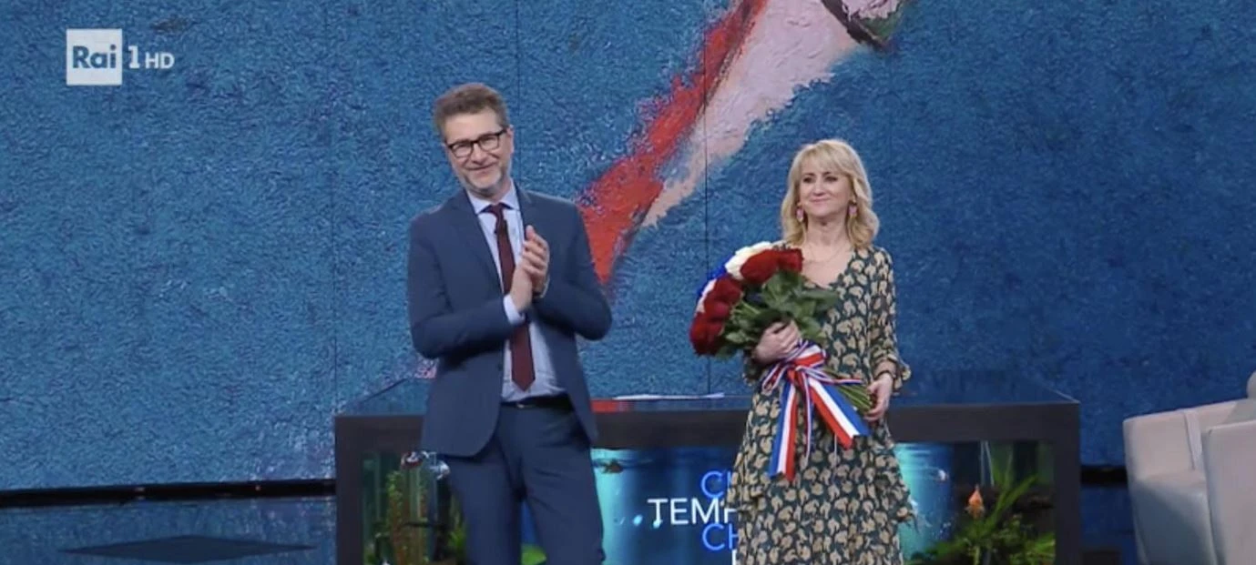 Che tempo che fa, Luciana Littizzetto deride Fabio Fazio in diretta dopo l'intervista a Emmanuel Macron