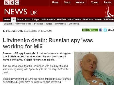 GB, Litvinenko era un agente 'triplo': Mosca coinvolta in avvelenamento