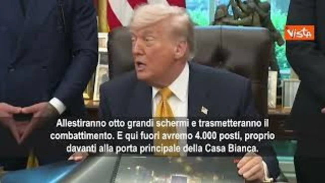 Trump mostra progetto per stadio campionato Ufc nel giardino della Casa Bianca