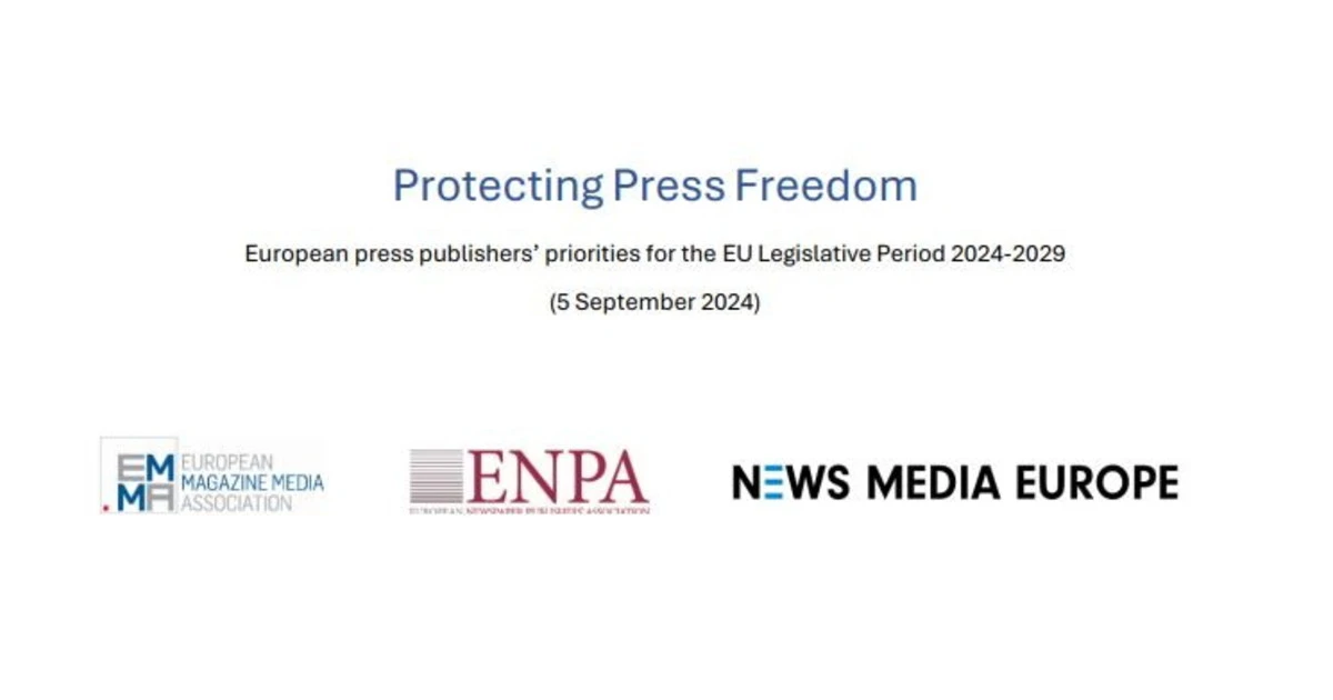 Il documento EMMA-ENPA e NME (News Media Europe) sulle priorità per il periodo 2024-2029, intitolato Protecting Press Freedom - European press publishers’ priorities for the EU Legislative Period 2024-2029