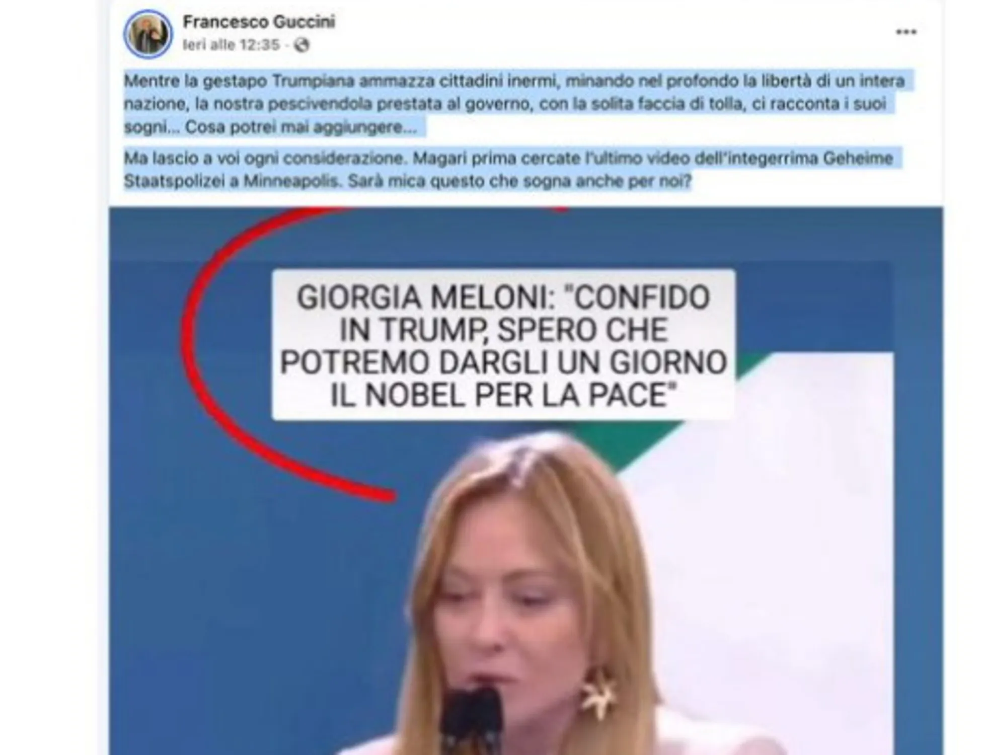 Leggi l'articolo: "Una pescivendola al governo": il consigliere insulta Meloni