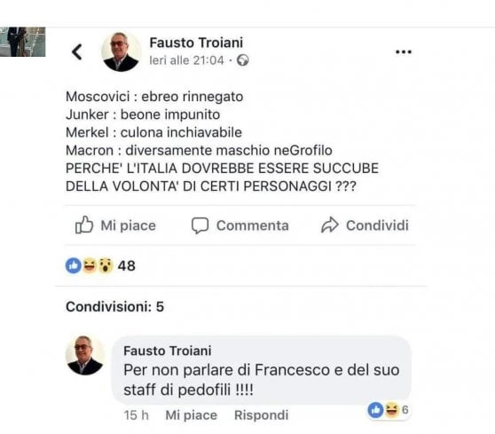 Civitanova Marche, gli insulti del vicesindaco: "Moscovici ebreo rinnegato, Macron diversamente maschio"